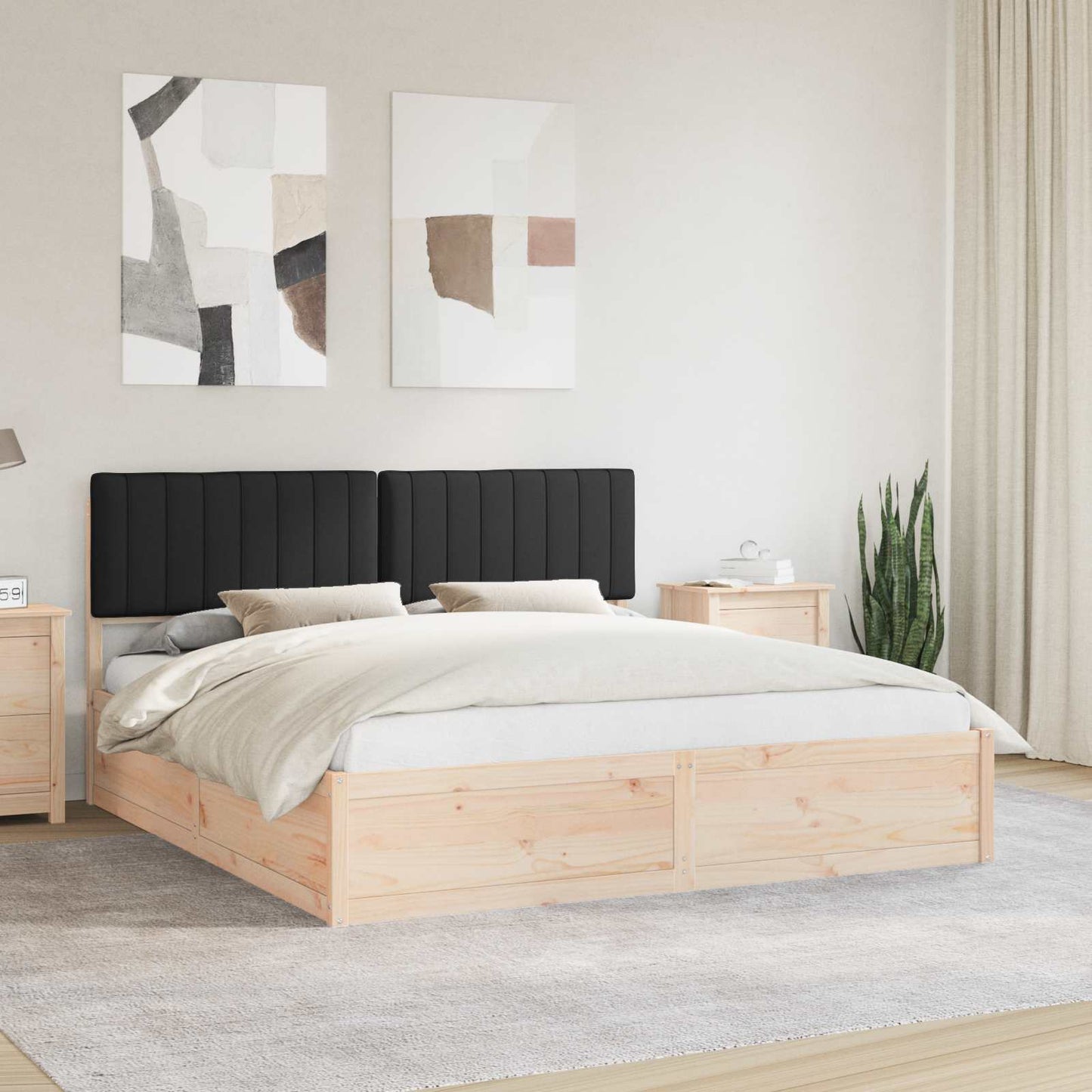 Bettgestell mit gepolstertem Kopfteil Schwarz 180 x 200 cm