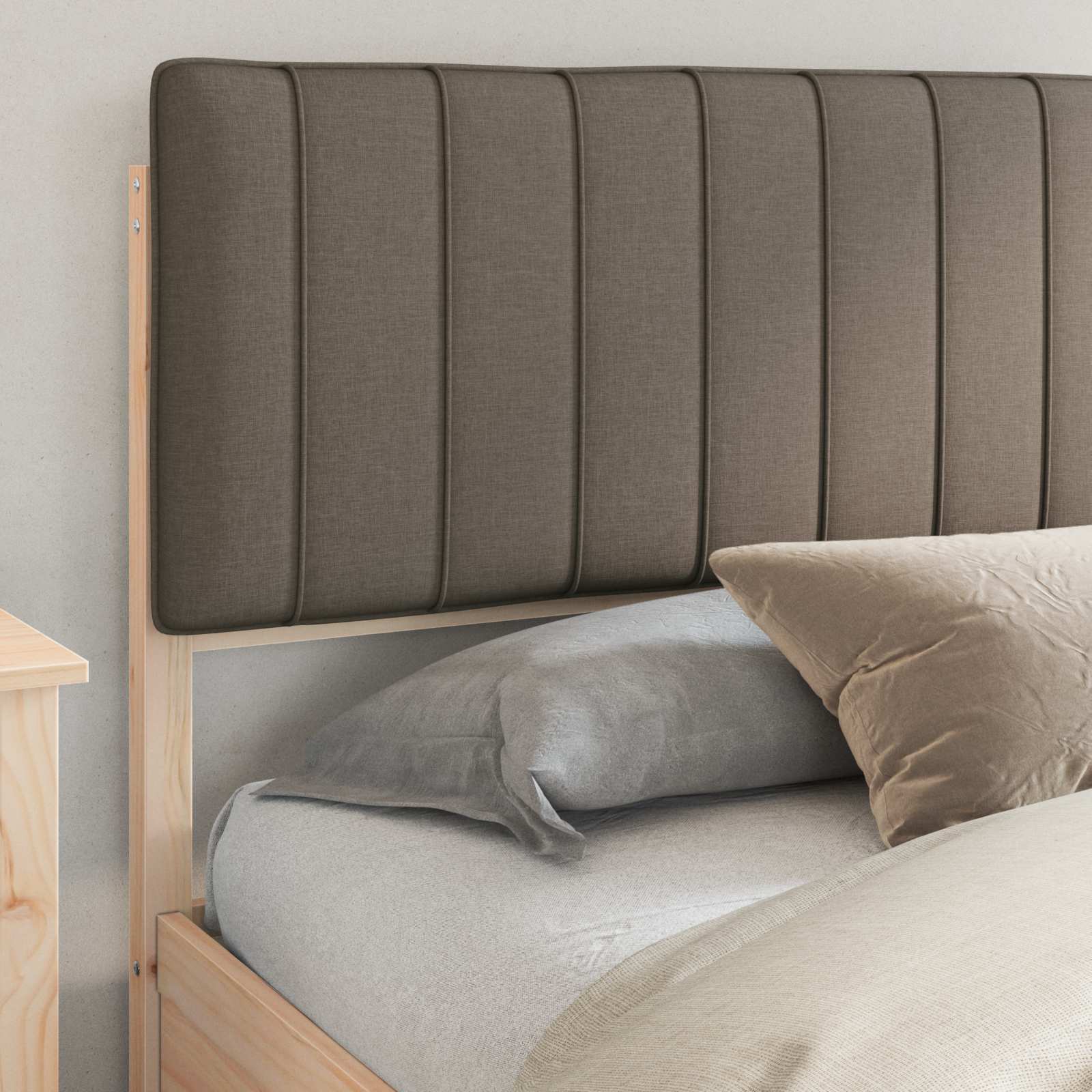 Bettgestell mit gepolstertem Kopfteil Taupe 180 x 200 cm