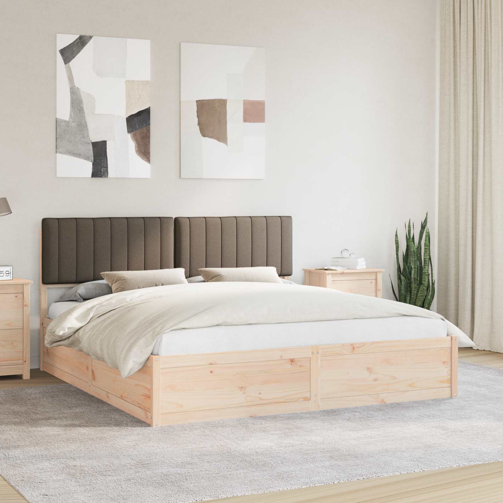 Bettgestell mit gepolstertem Kopfteil Taupe 180 x 200 cm