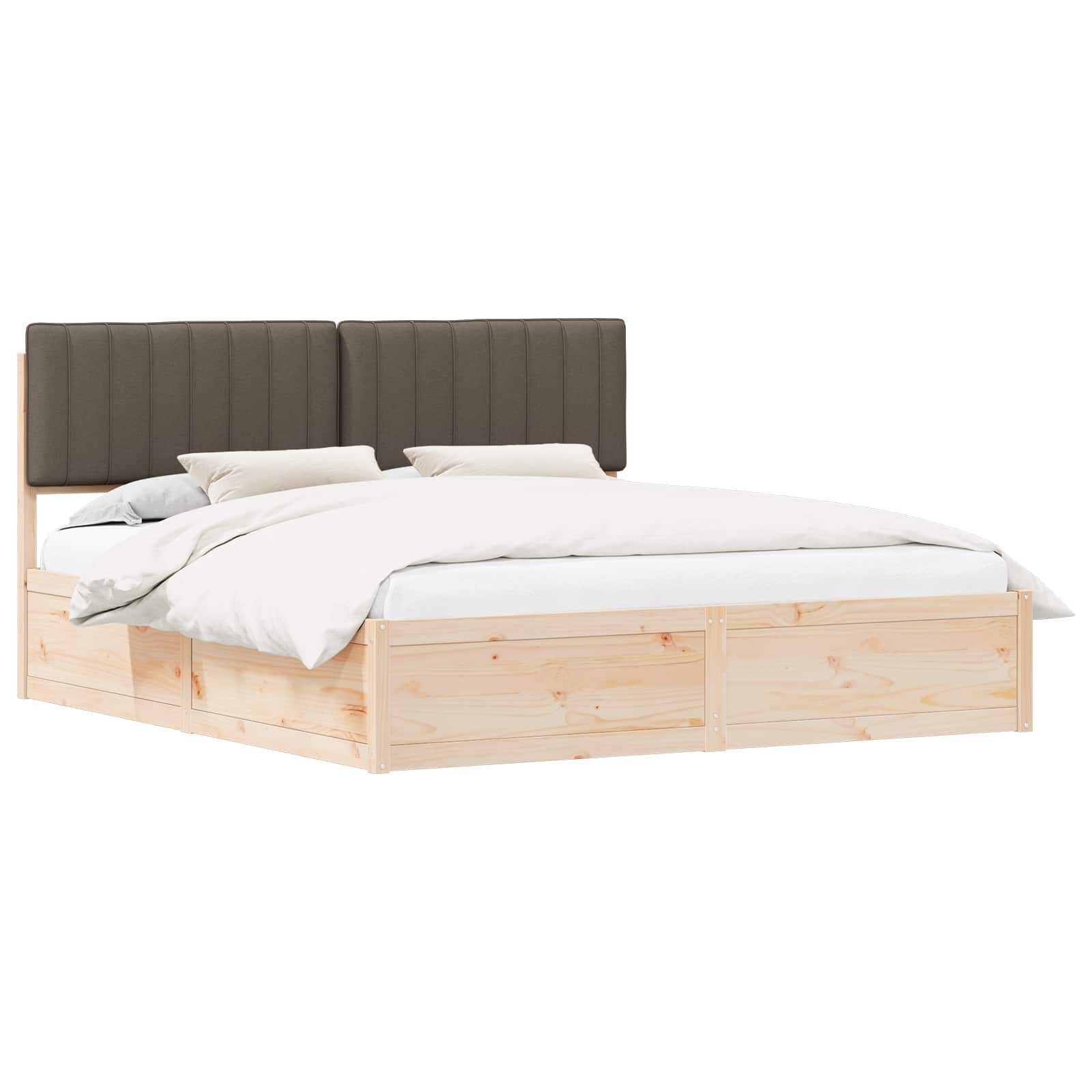 Bettgestell mit gepolstertem Kopfteil Taupe 180 x 200 cm
