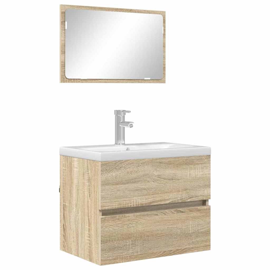 Badezimmermöbel-Set Sonoma-Eiche Holzwerkstoff