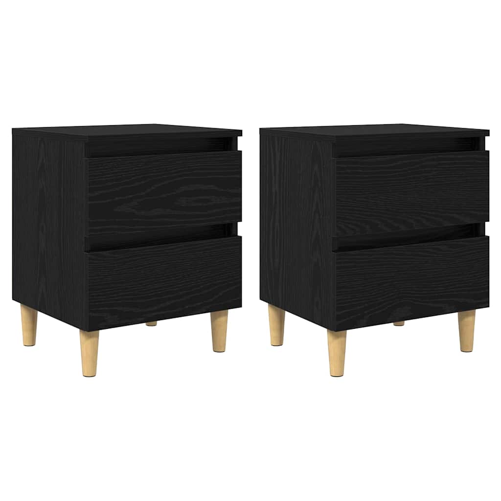Bettschränke 2 stk. Schwarz Eichen-Optik 40 x 35 x 50 cm