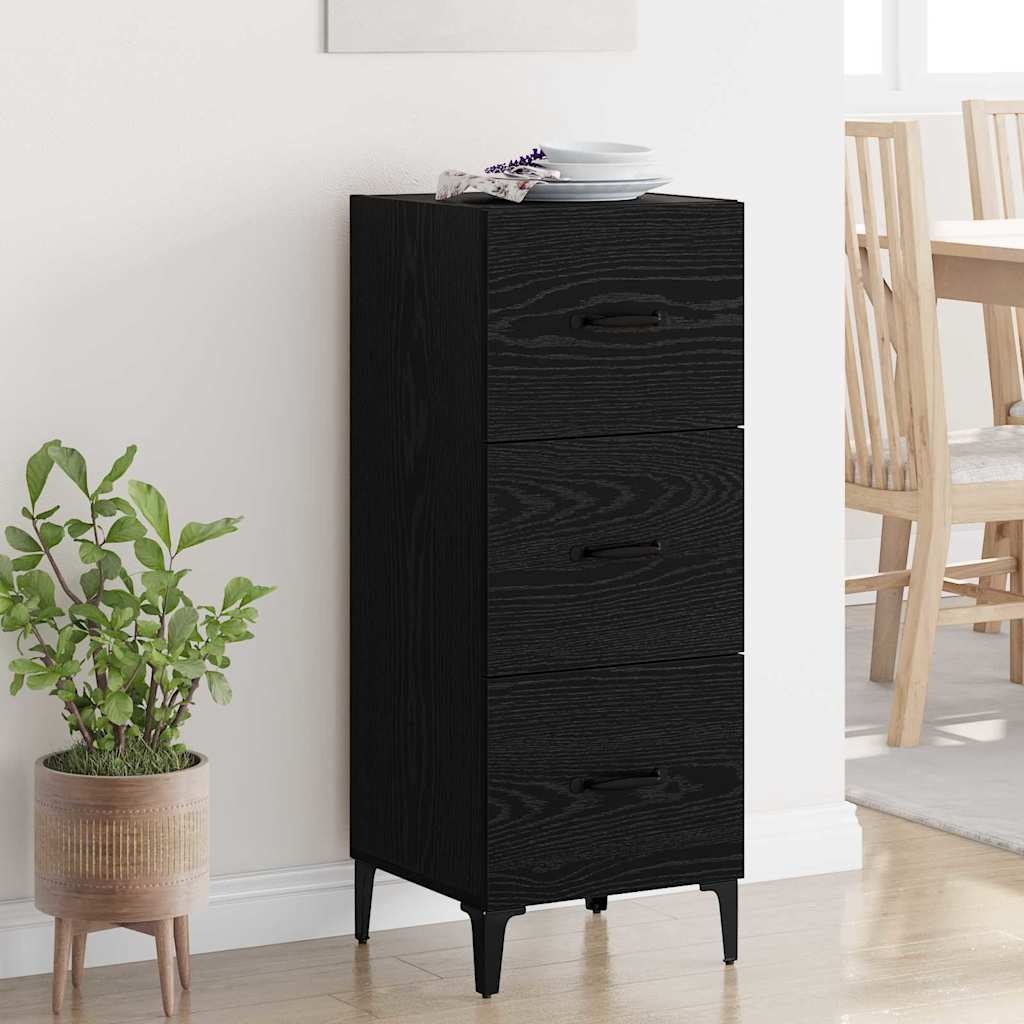 Sideboard Schwarz Eichen-Optik 34,5 x 34 x 90 cm Holzwerkstoff