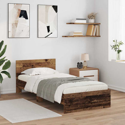 Bettrahmen mit Kopfteil Altholz 100 x 200 cm Holzwerkstoff