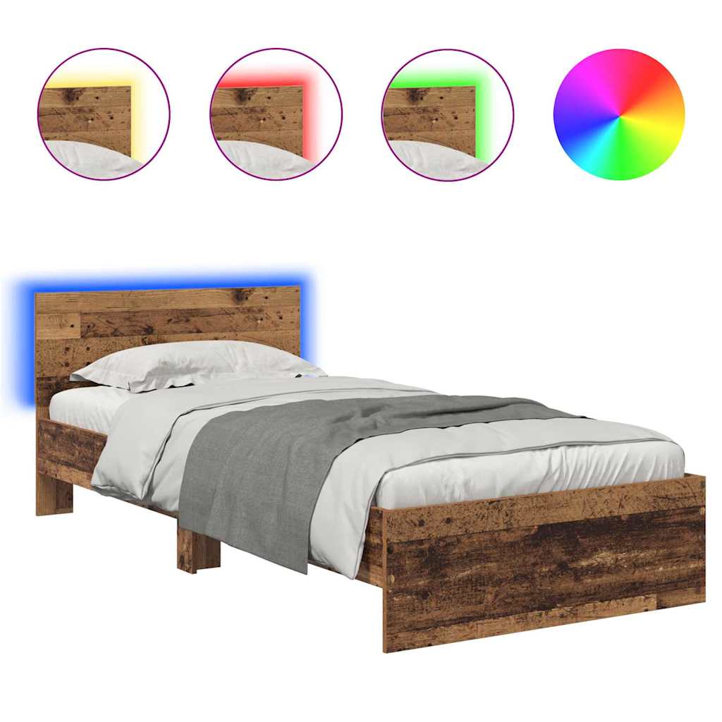 Bettrahmen mit Kopfteil Altholz 100 x 200 cm Holzwerkstoff