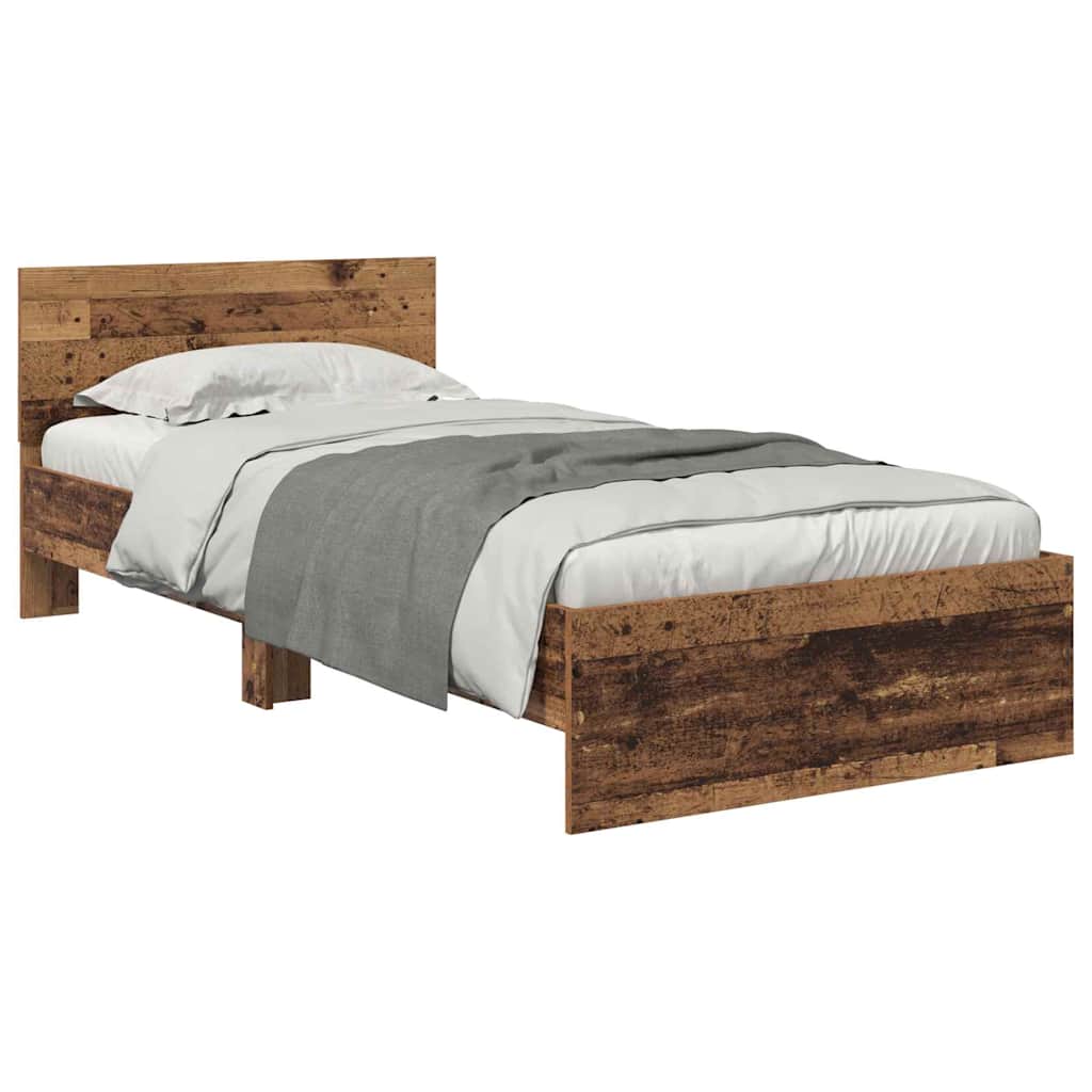 Bettrahmen mit Kopfteil Altholz 100 x 200 cm Holzwerkstoff