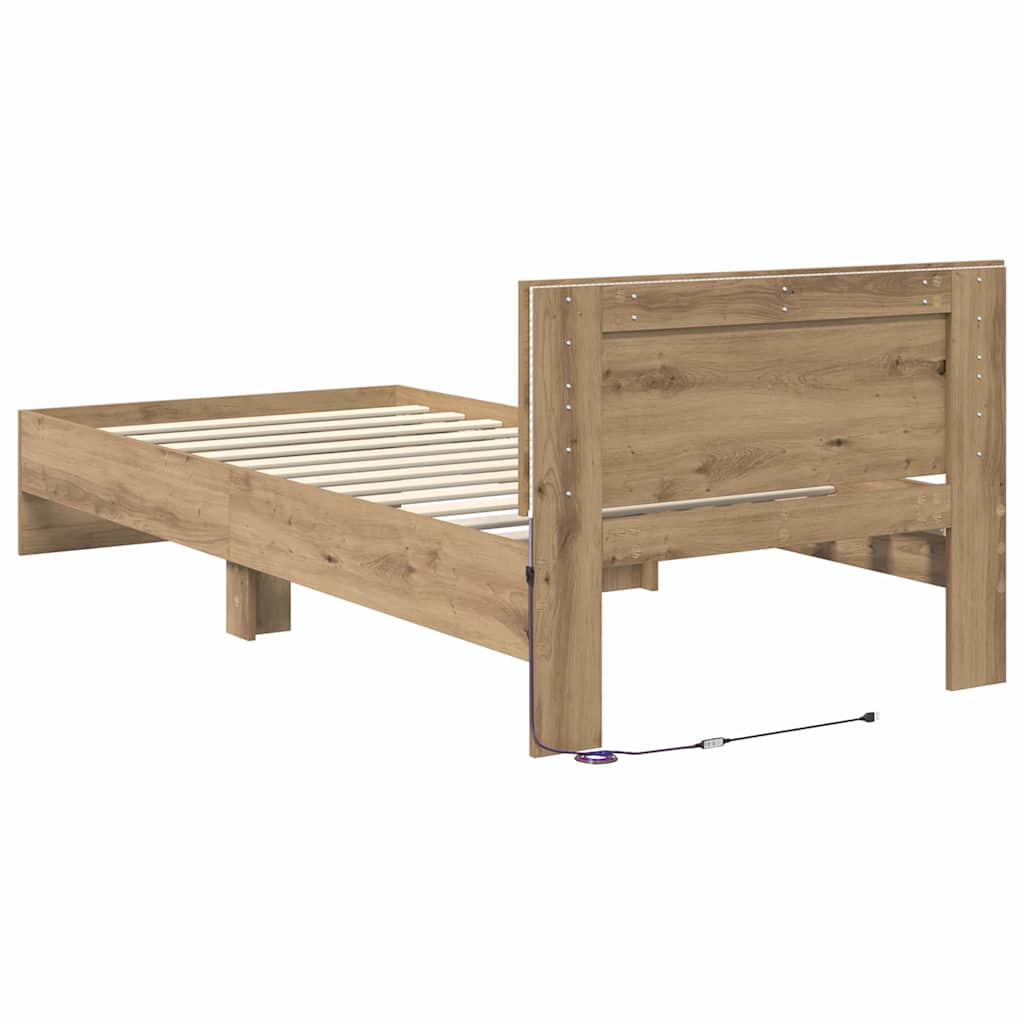 Bettrahmen Artisan-Eiche 100 x 200 cm Holzwerkstoff