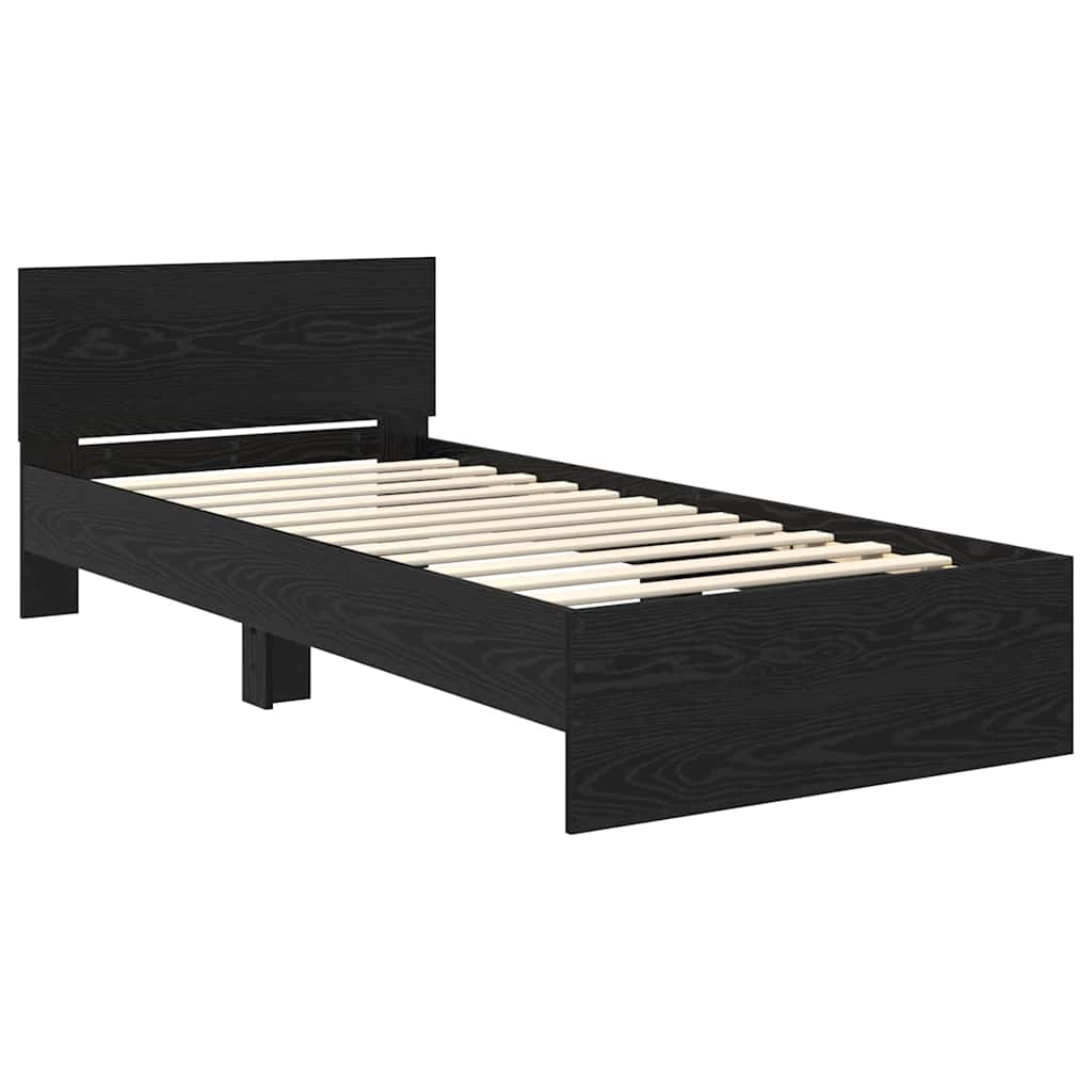 Bettrahmen Schwarz Eichen-Optik 100 x 200 cm Holzwerkstoff