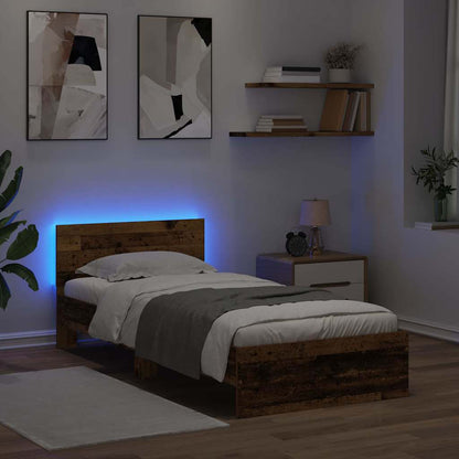 Bettrahmen mit Kopfteil Altholz 90 x 200 cm Holzwerkstoff
