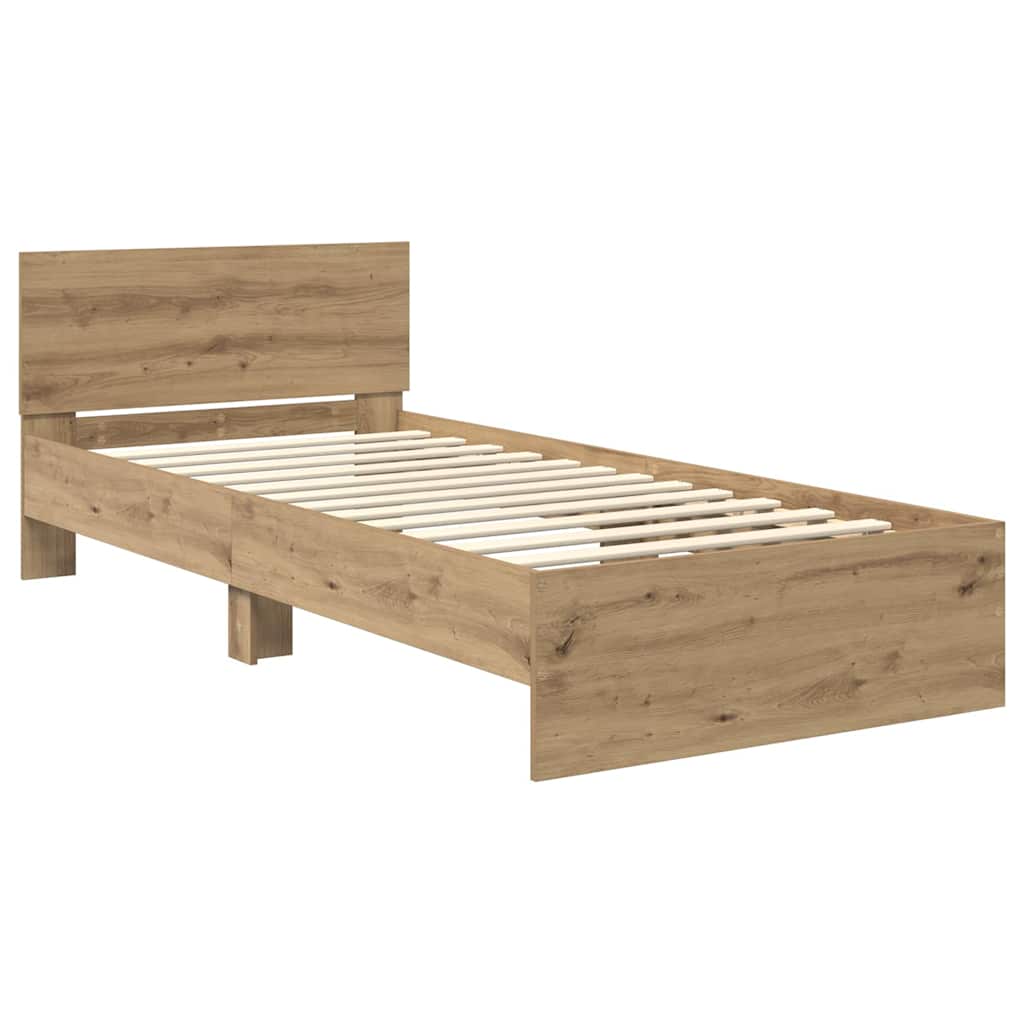 Bettrahmen mit Kopfteil Artisan-Eiche 90 x 200 cm Holzwerkstoff