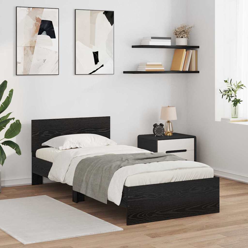 Bettrahmen Schwarz Eichen-Optik 90 x 190 cm Holzwerkstoff