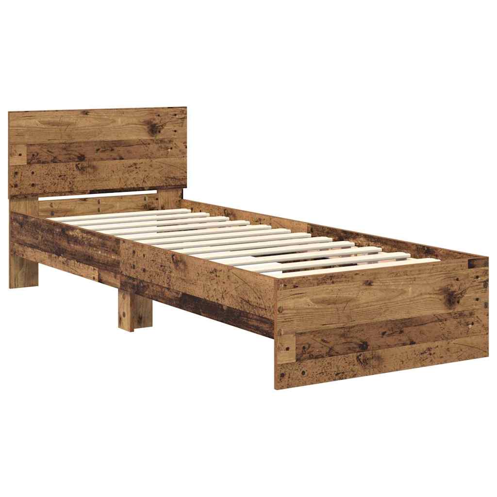 Bettrahmen mit Kopfteil Altholz 75 x 190 cm Holzwerkstoff
