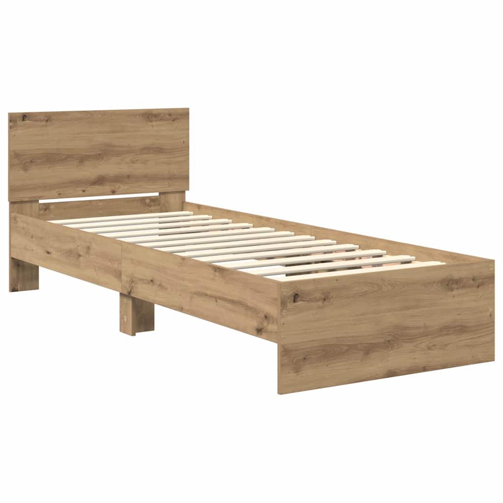 Bettrahmen mit Kopfteil Artisan-Eiche 75 x 190 cm Holzwerkstoff