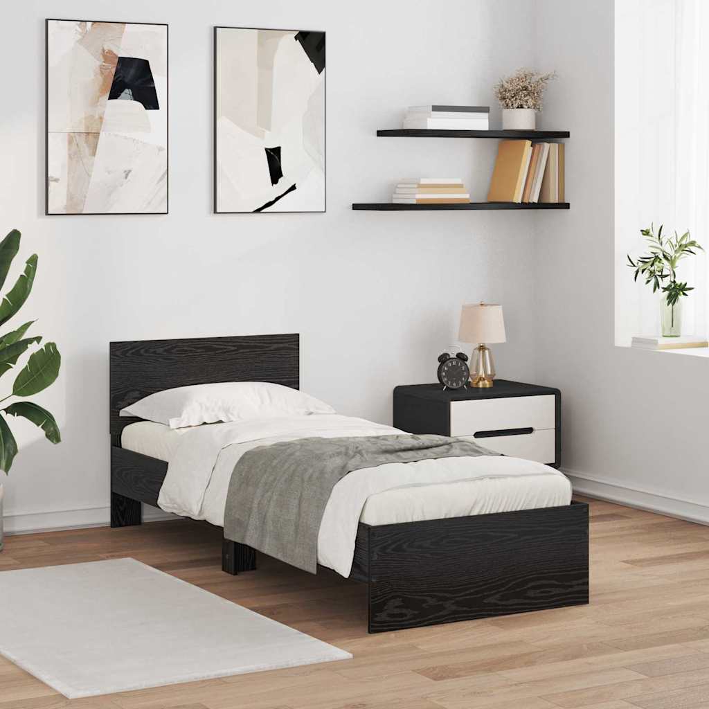 Bettrahmen Schwarz Eichen-Optik 75 x 190 cm Holzwerkstoff