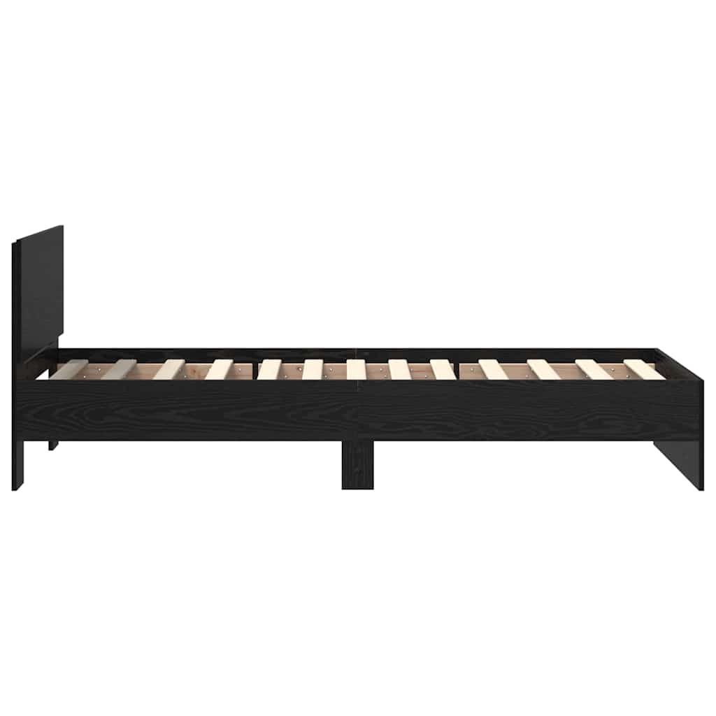Bettrahmen Schwarz Eichen-Optik 75 x 190 cm Holzwerkstoff