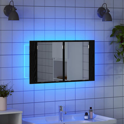 Badezimmerspiegelschrank Schwarz Eichen-Optik 80 x 12 x 45 cm