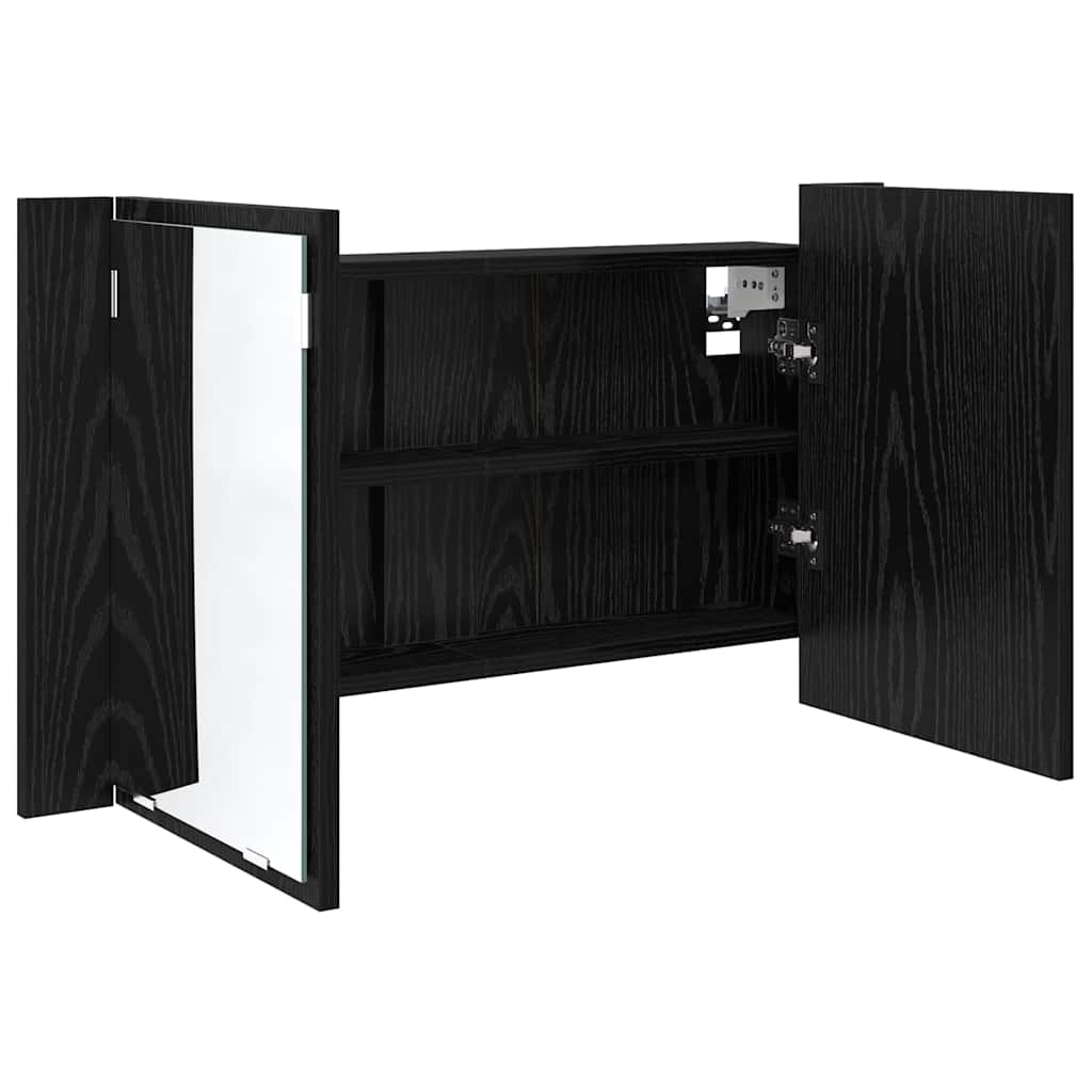 Badezimmerspiegelschrank Schwarz Eichen-Optik 80 x 12 x 45 cm