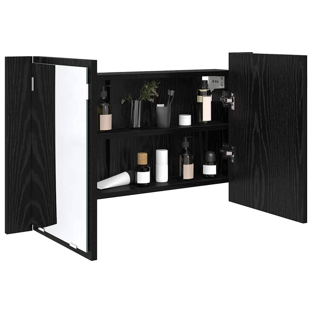 Badezimmerspiegelschrank Schwarz Eichen-Optik 80 x 12 x 45 cm