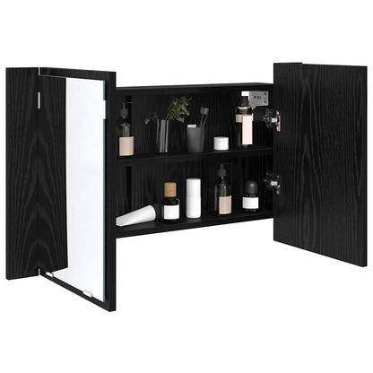 Badezimmerspiegelschrank Schwarz Eichen-Optik 80 x 12 x 45 cm