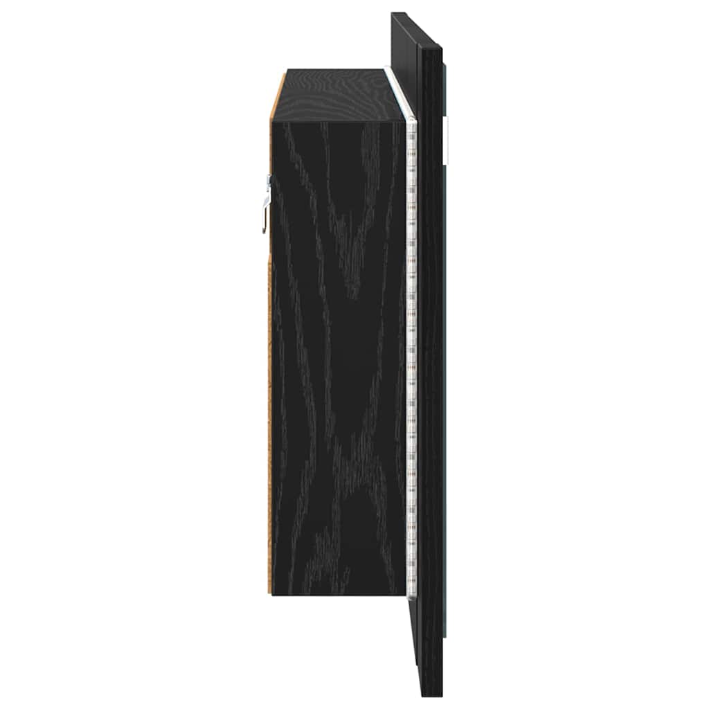 Badezimmerspiegelschrank Schwarz Eichen-Optik 80 x 12 x 45 cm