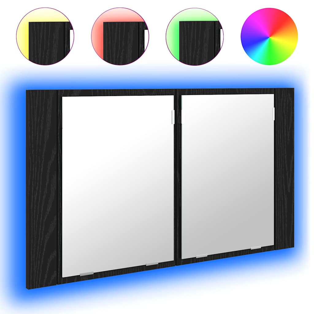 Badezimmerspiegelschrank Schwarz Eichen-Optik 80 x 12 x 45 cm