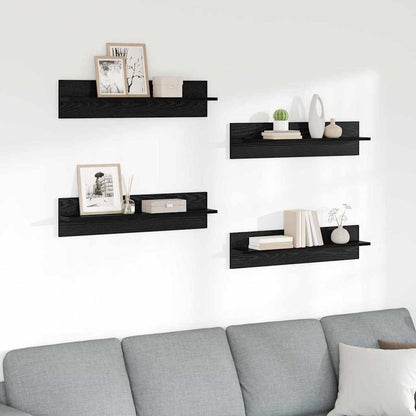 Wandregale 4 stk. Schwarz Eichen-Optik 80 x 11,5 x 18 cm