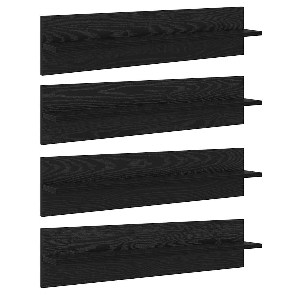 Wandregale 4 stk. Schwarz Eichen-Optik 80 x 11,5 x 18 cm