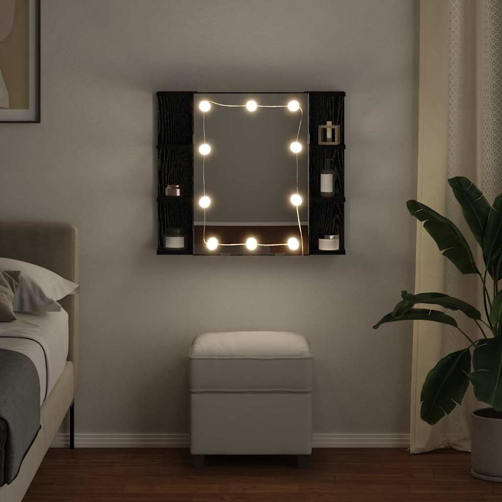 Spiegelschrank Schwarz Eichen-Optik 70 x 16,5 x 60 cm