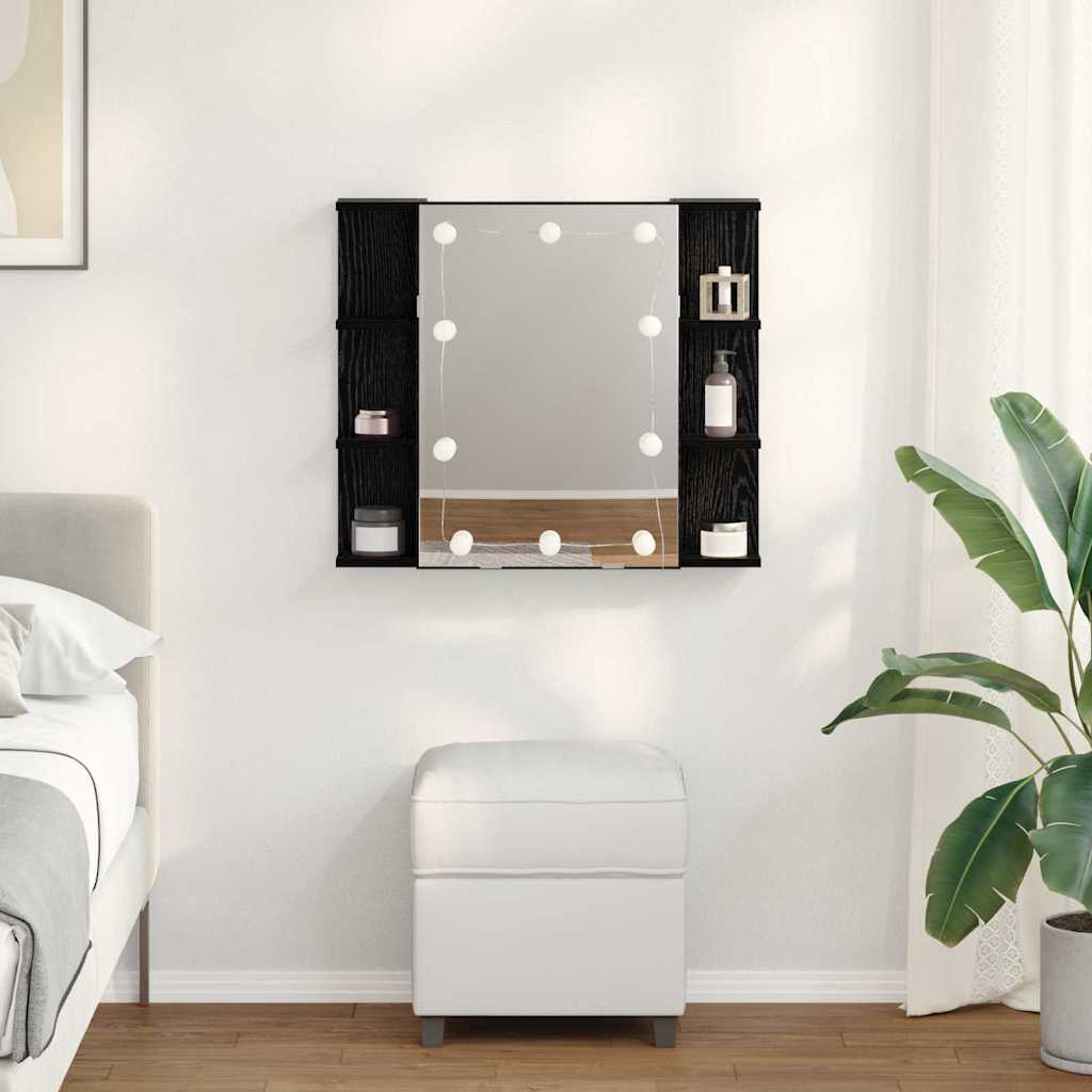 Spiegelschrank Schwarz Eichen-Optik 70 x 16,5 x 60 cm