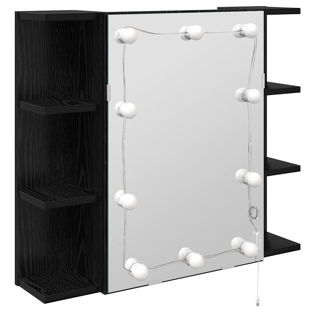 Spiegelschrank Schwarz Eichen-Optik 70 x 16,5 x 60 cm