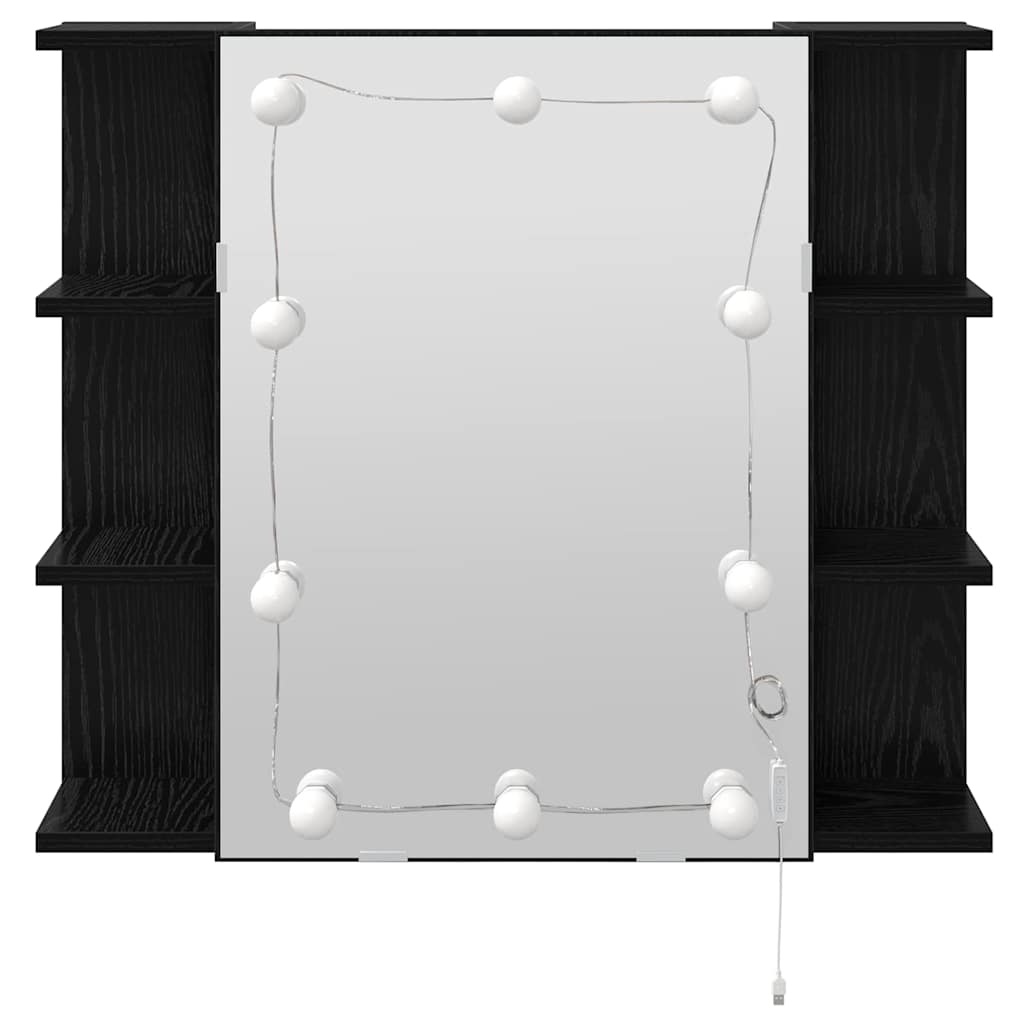 Spiegelschrank Schwarz Eichen-Optik 70 x 16,5 x 60 cm