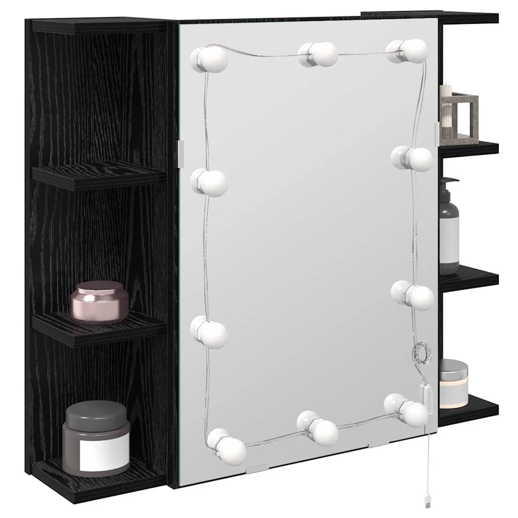 Spiegelschrank Schwarz Eichen-Optik 70 x 16,5 x 60 cm