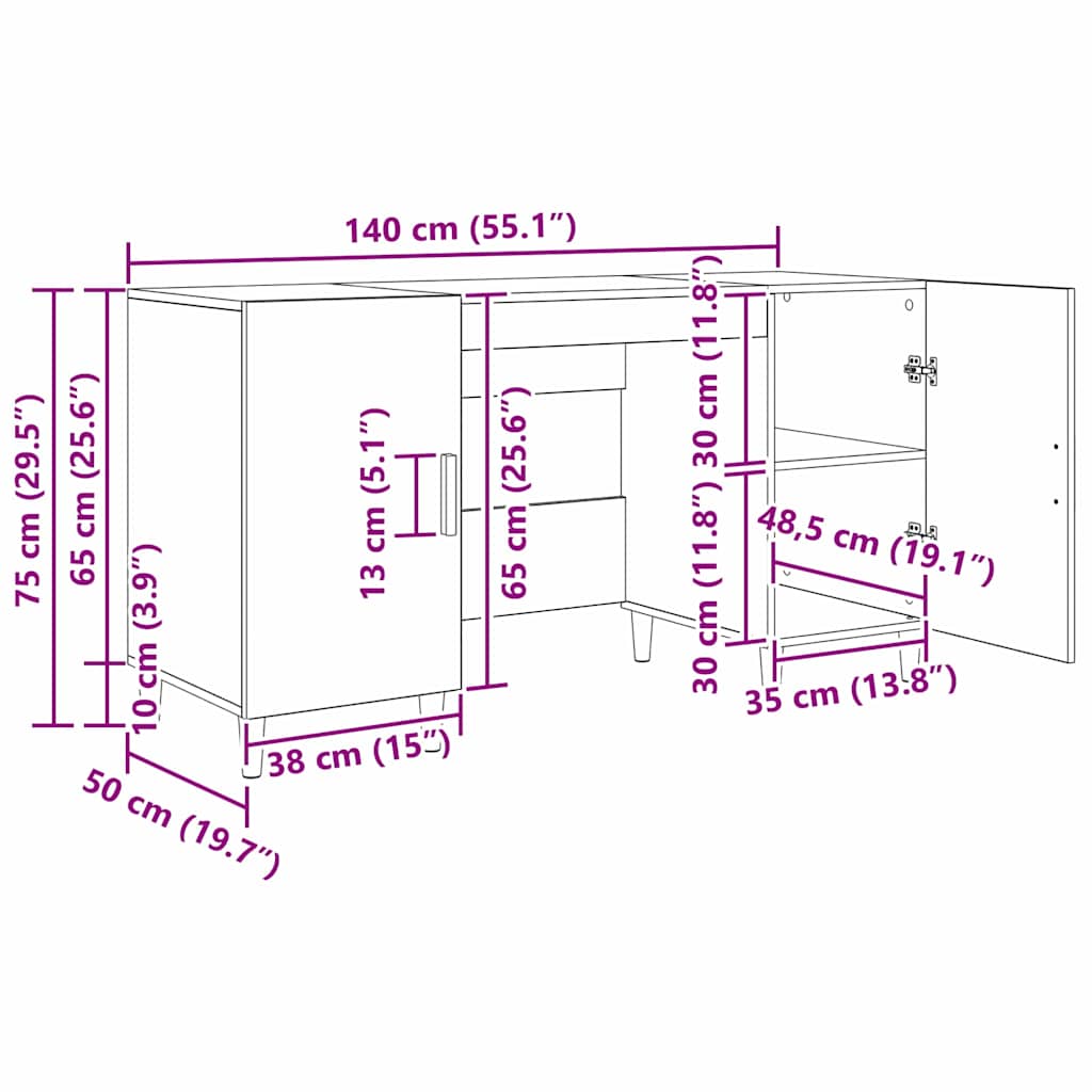Schreibtisch Altholz Holzwerkstoff 140 x 50 x 75 cm