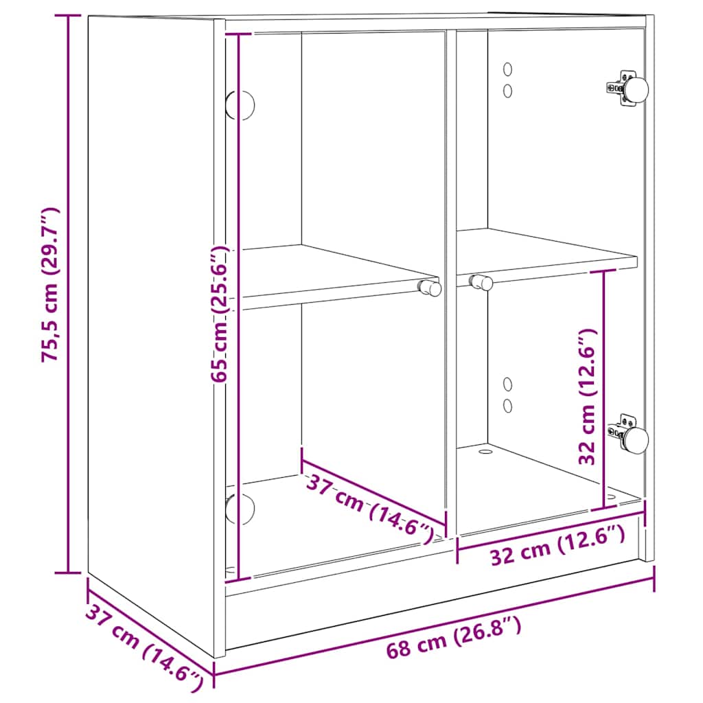 Seitenschrank Altholz 68 x 37 x 75,5 cm Holzwerkstoff