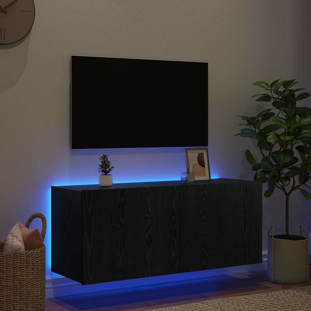 TV-Wandschrank Schwarz Eichen-Optik Holzwerkstoff