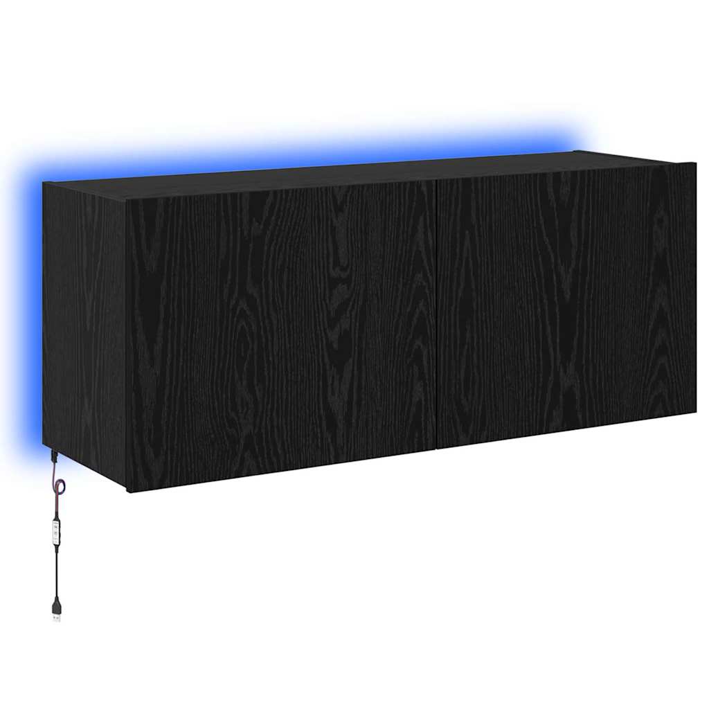 TV-Wandschrank Schwarz Eichen-Optik Holzwerkstoff