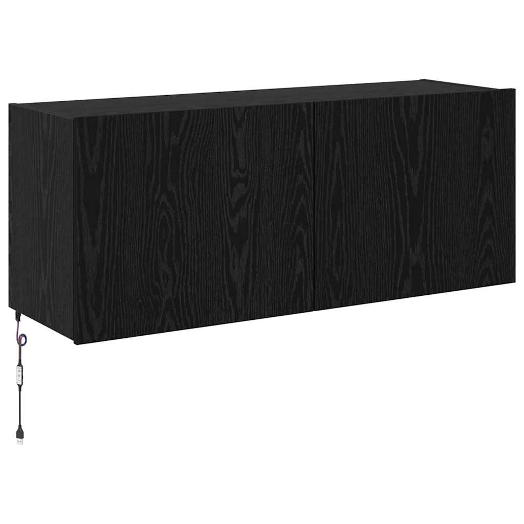 TV-Wandschrank Schwarz Eichen-Optik Holzwerkstoff