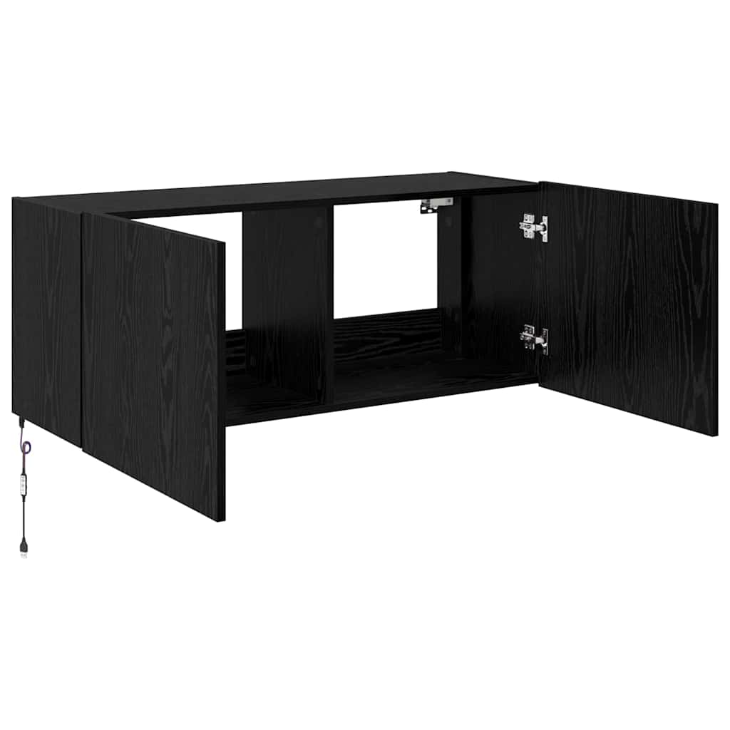 TV-Wandschrank Schwarz Eichen-Optik Holzwerkstoff