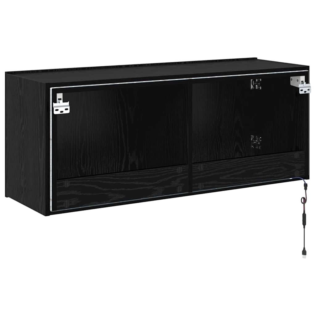 TV-Wandschrank Schwarz Eichen-Optik Holzwerkstoff