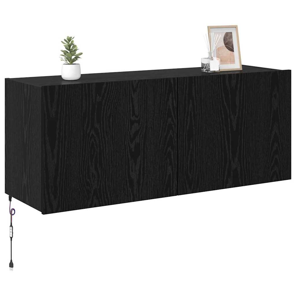 TV-Wandschrank Schwarz Eichen-Optik Holzwerkstoff