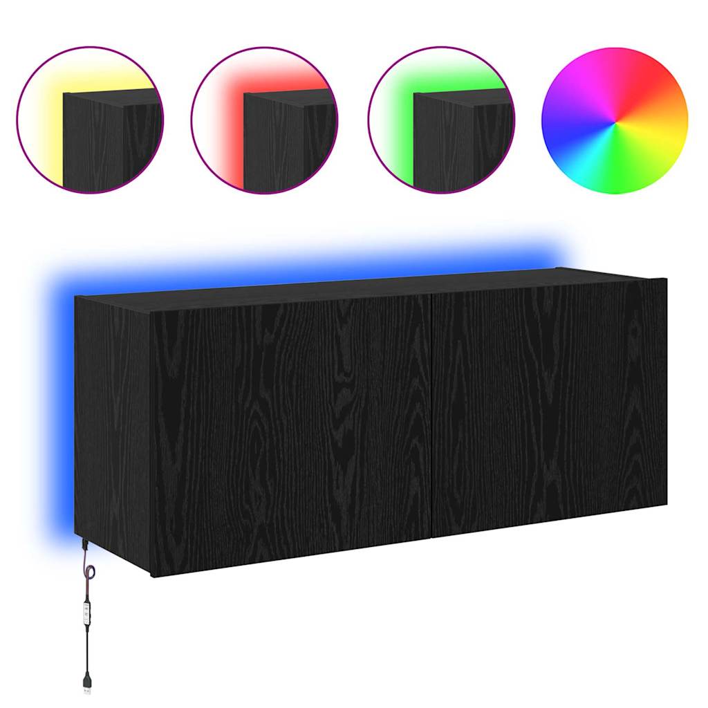 TV-Wandschrank Schwarz Eichen-Optik Holzwerkstoff