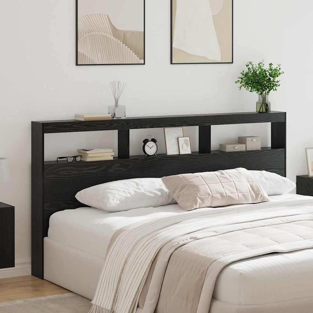 Kopfteil Schwarz Eichen-Optik Holzwerkstoff