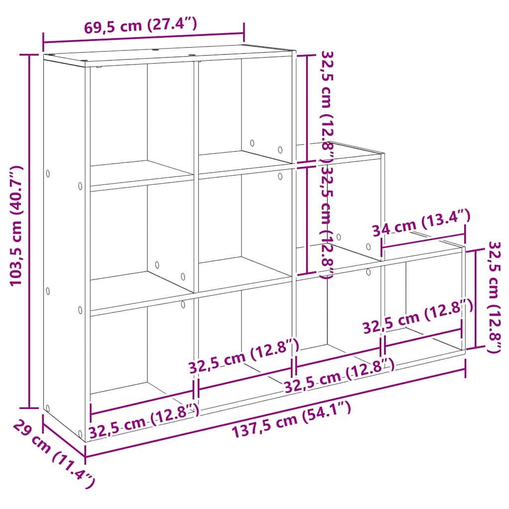 Raumteiler Bücherregal 137,5 x 29 x 103,5 cm Holzwerkstoff