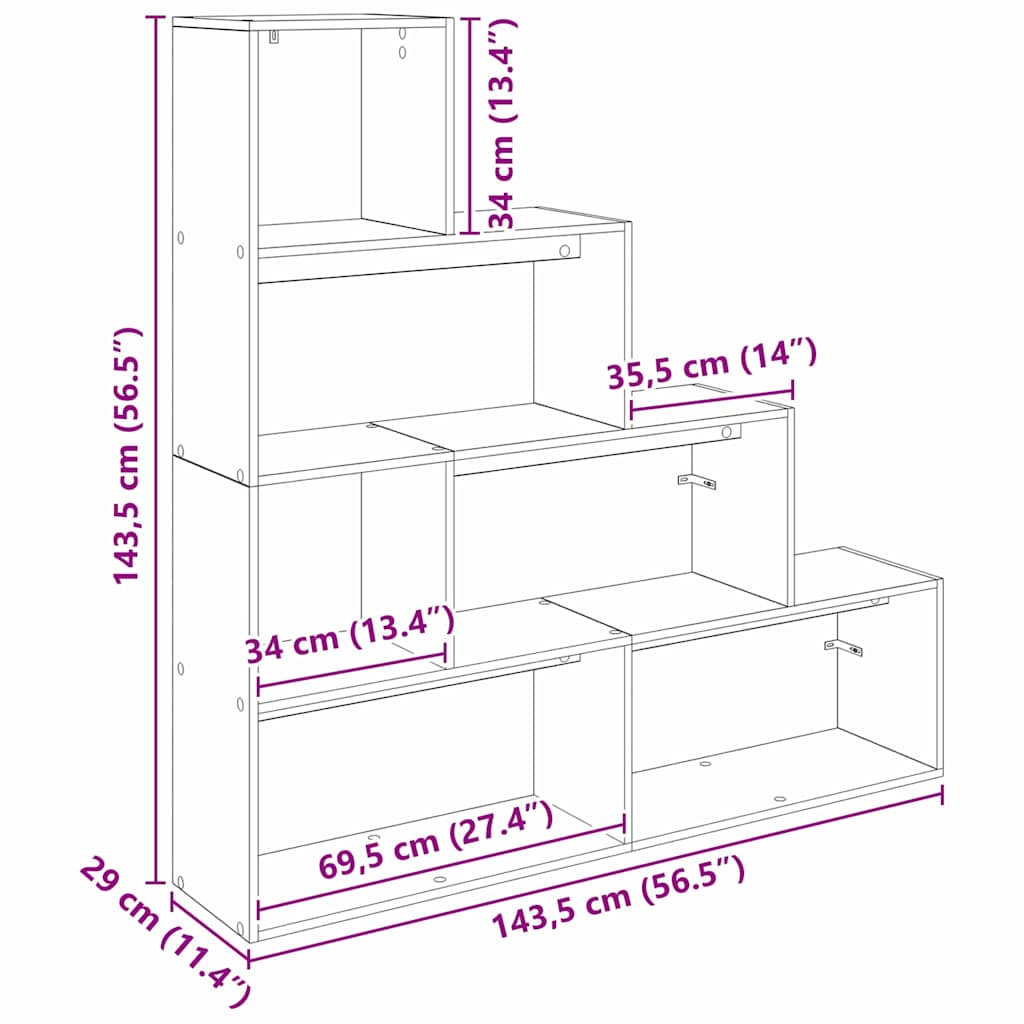 Raumteiler Bücherregal 143,5 x 29 x 143,5 cm Holzwerkstoff