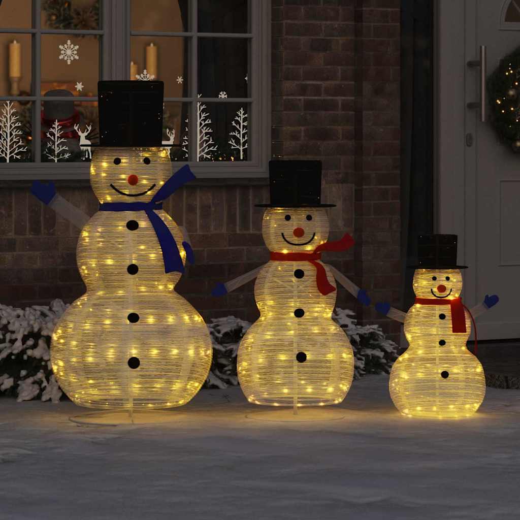 Weihnachts-Schneemann Familie 3 Stk. Warmes Weiß 55 x 122 cm