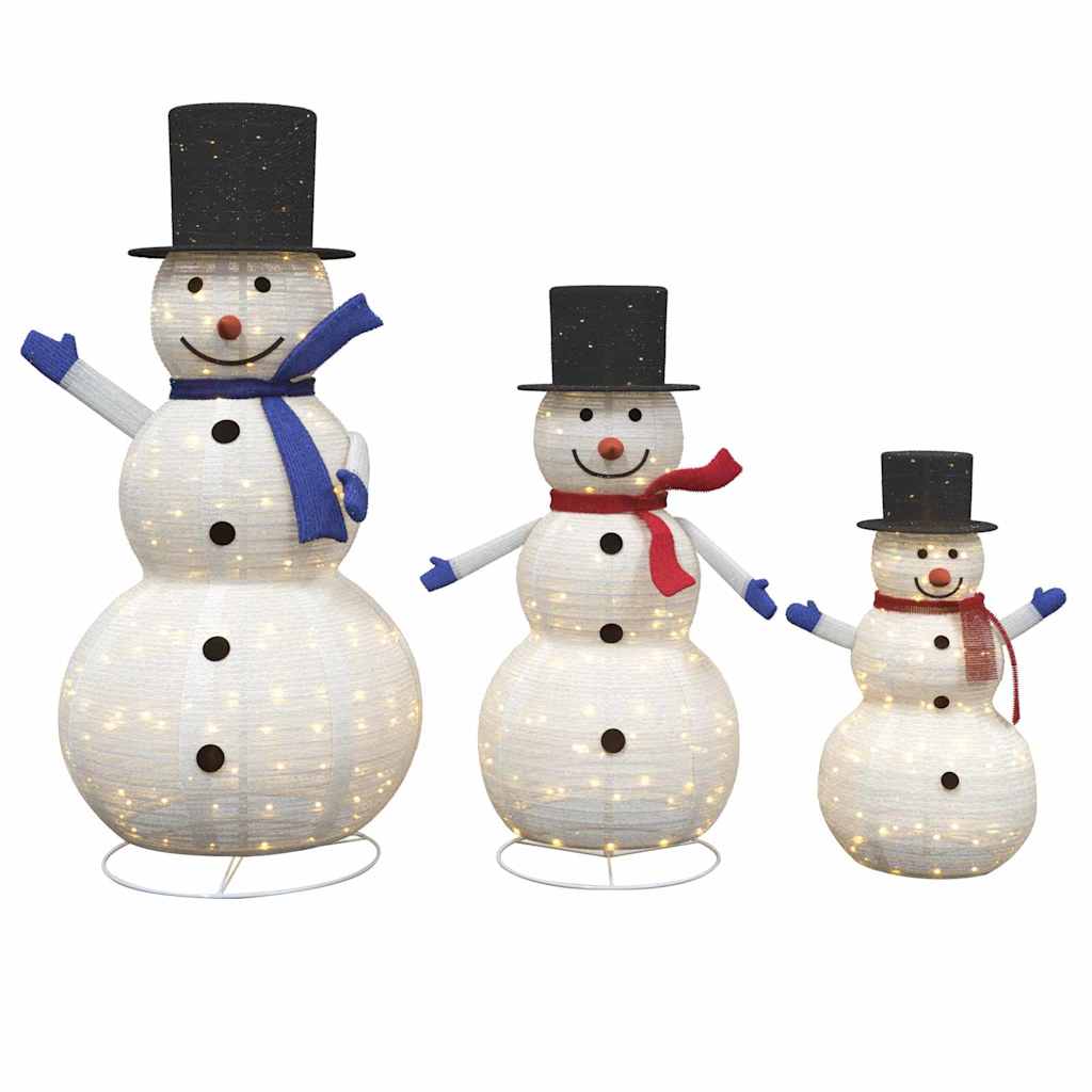Weihnachts-Schneemann Familie 3 Stk. Warmes Weiß 55 x 122 cm