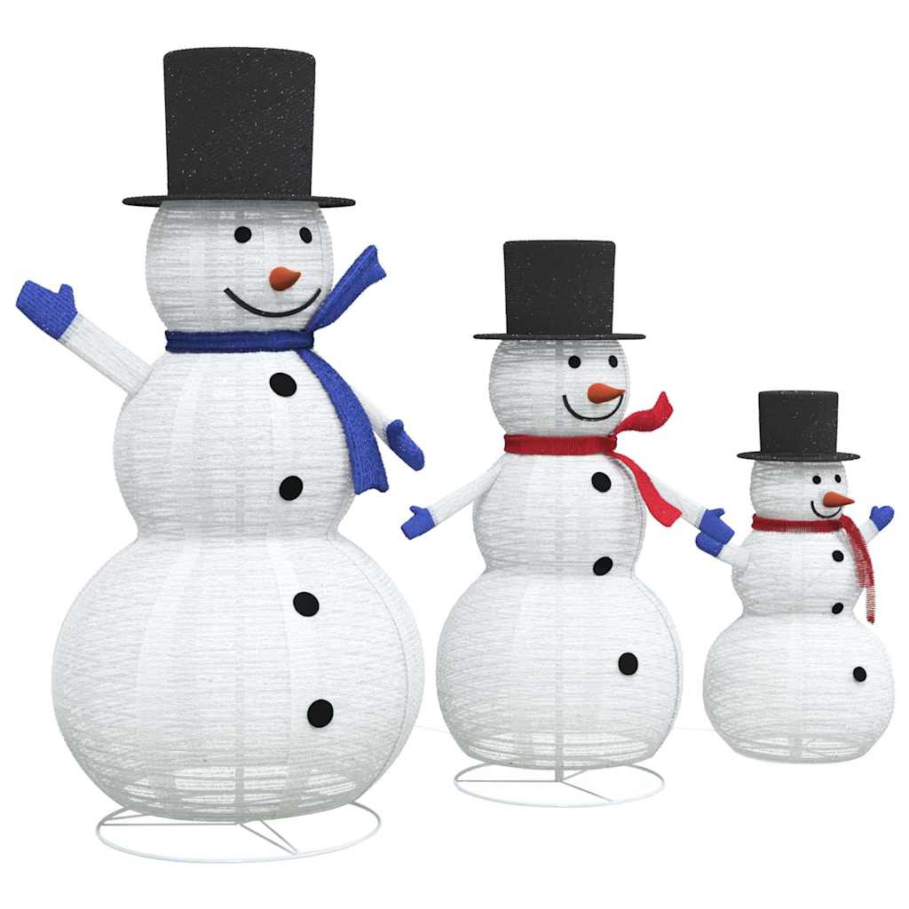 Weihnachts-Schneemann Familie 3 stk. Warmes Weiß 55 x 122 cm