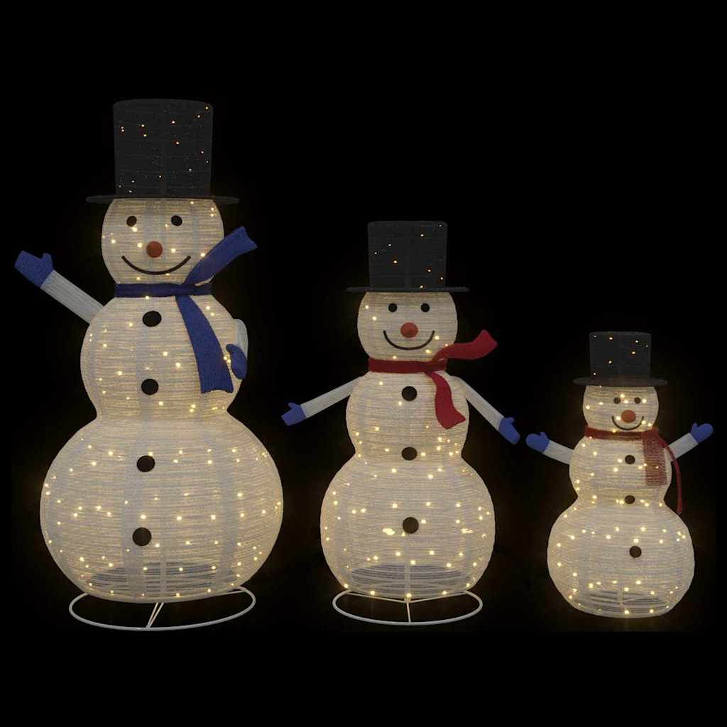 Weihnachts-Schneemann Familie 3 Stk. Warmes Weiß 55 x 122 cm