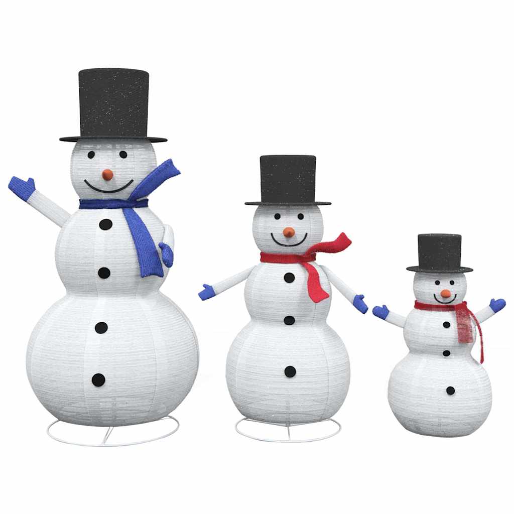 Weihnachts-Schneemann Familie 3 Stk. Warmes Weiß 55 x 122 cm