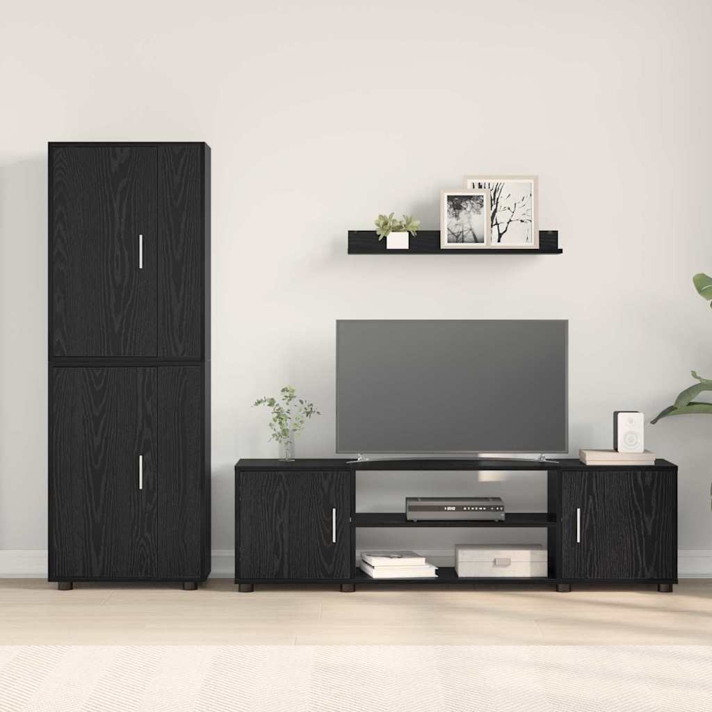 4-teilige TV-Schrank Set 4 pcs Schwarze Eiche Holzwerkstoff